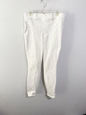 SPANX White High-Waist Stretch Pants with Red Logo Tag large